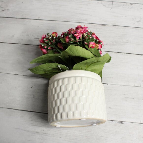 Pink Kalanchoe Artificial Silk Floral Arrangement Potted Flowers Ceramic Pot - Picture 6 of 7